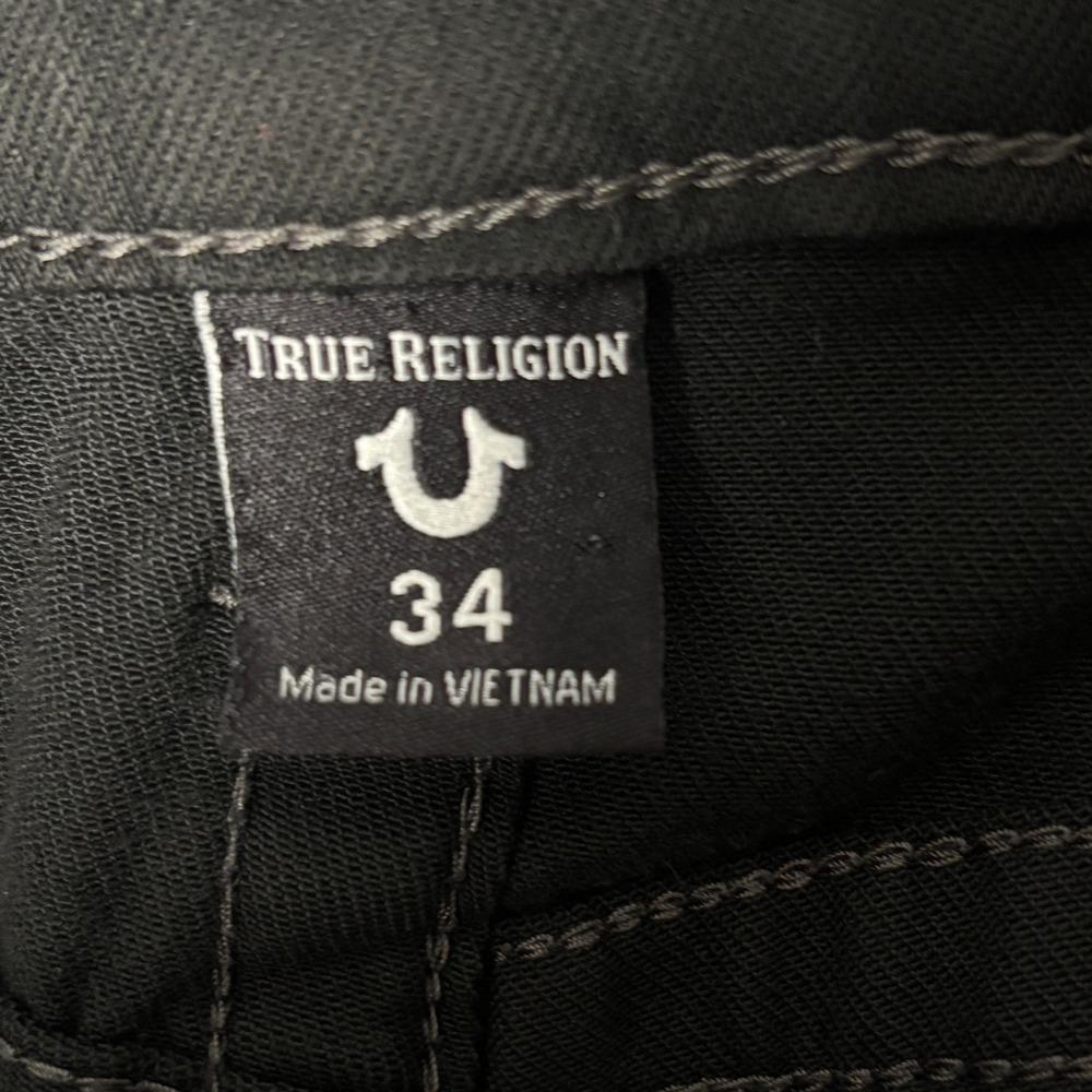 True Religion Jeans Mens 34 Black Geno Relaxed Slim Fit Stretch Denim Pants - Picture 4 of 16